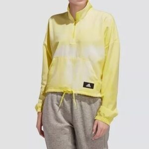 Adidas Cropped Windbreaker - Yellow Tie-Dye - Medium‎